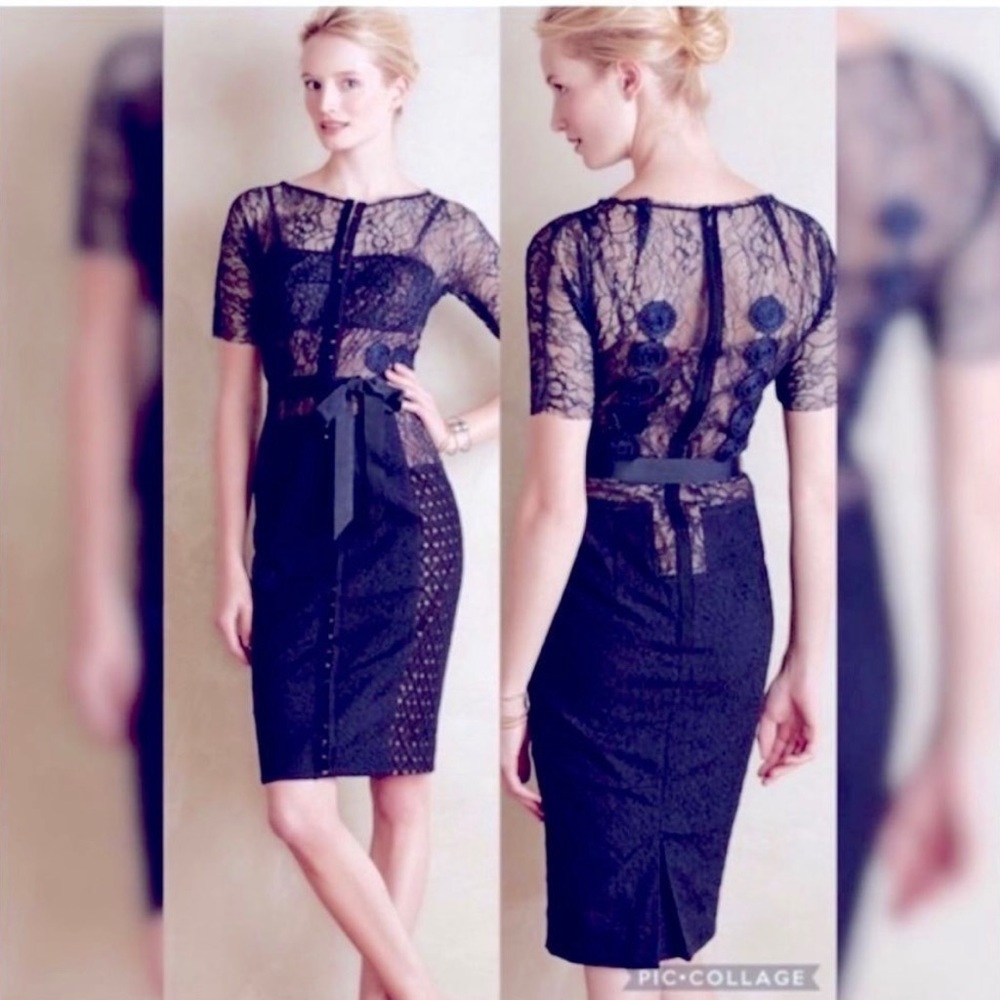 Byron Lars Navy Blue Lace Midi Dress